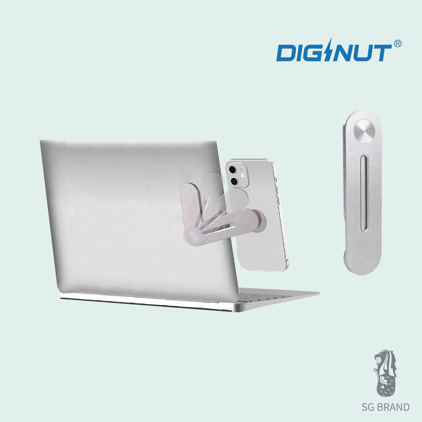 DIGINUT-Portable Laptop Extension Stand Multifunctional Bracket / Magnetic Aluminum Alloy Side Mount Phone Holder