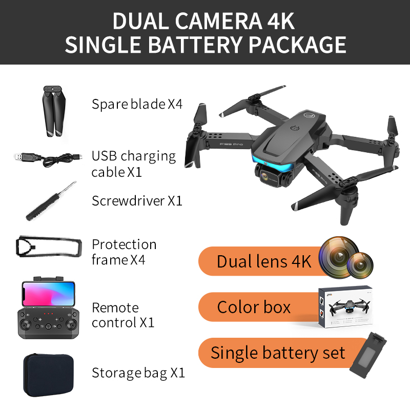 Tongjia F189PRO drone with camera, remote control four-axis drone, with 4k high-definition camera, suitable for beginners, WiFi FPV real-time video, high-altitude hover, optical flow fixed height, one