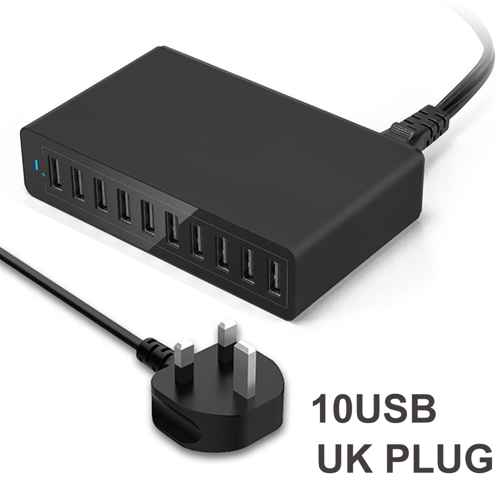 [SG] Multi Port USB Charger 5V 12A Power 60W Fast Charge Station 10 Port USB Charger UK Plug