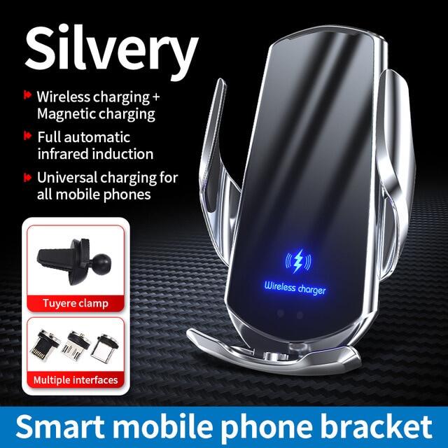 FLOVEME For 15W Automatic Qi Car Wireless Charger for Samsung Galaxy S21 Ultra iPhone 12 11 Pro Max Universial Aircon Vent Magnetic USB Infrared Sensor Phone Holder Mount