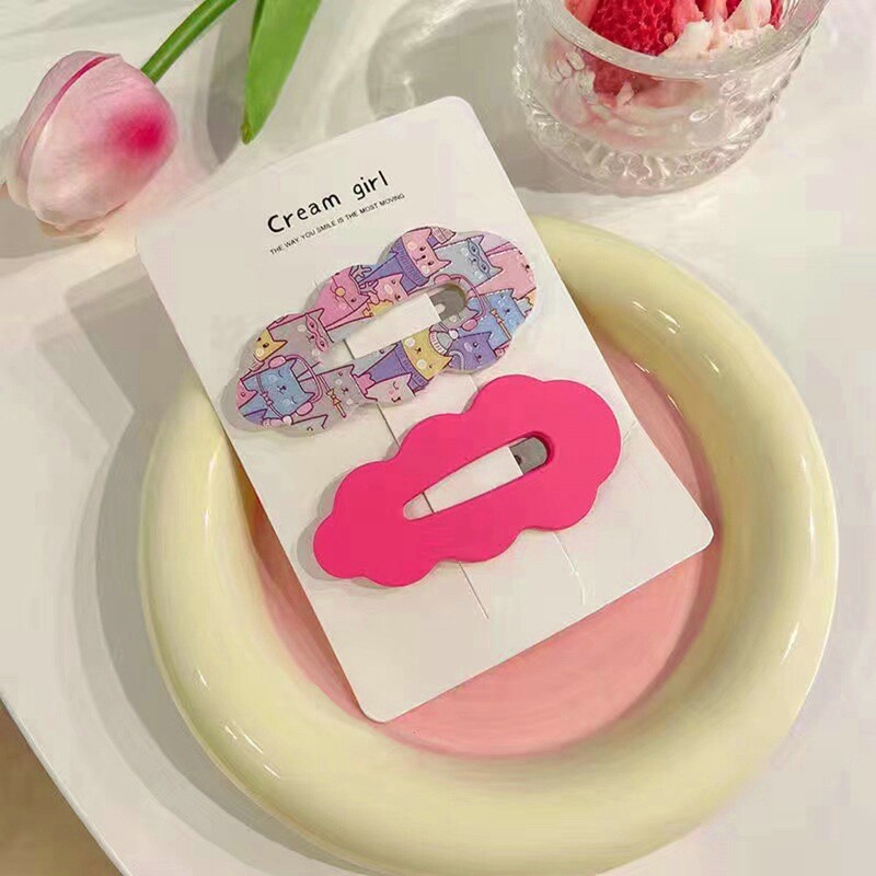 MJartoria 2pcs New Frosted Women Cute Cartoon Hairpin Girls Summer Forehead Bangs Clip Hairpin