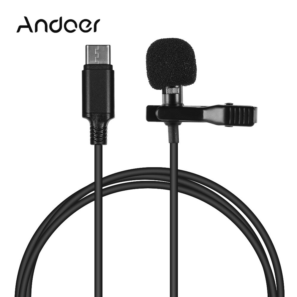 Mini Lapel Lavalier Clip-on Condenser Microphone Mic with Type-C Plug for Android Smartphone for Sam-sung S8 Hua-wei P10/P20/P30 Xiao-mi 8