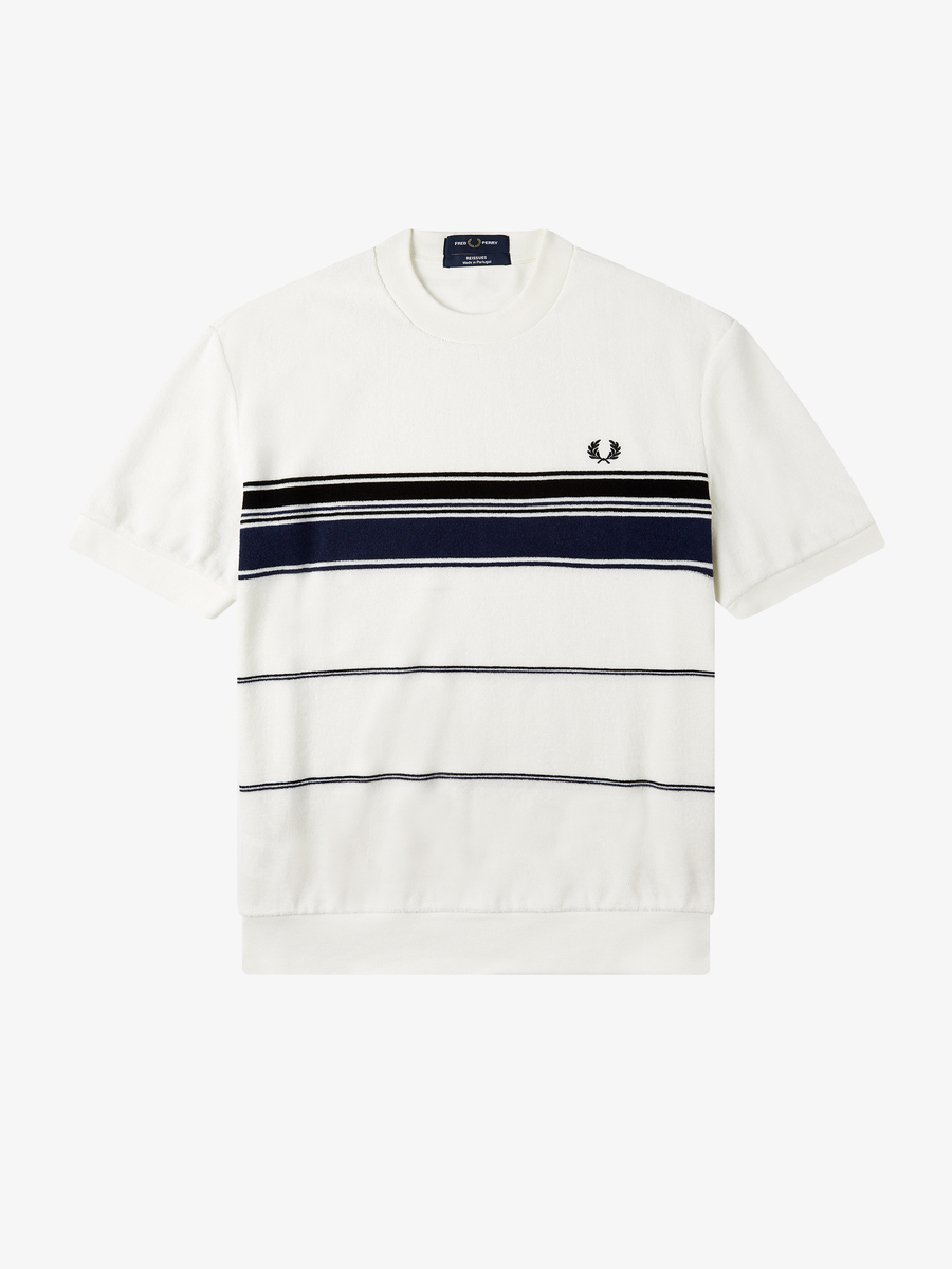 Fred Perry M8802 Striped Toweling T-Shirt (Snow White)