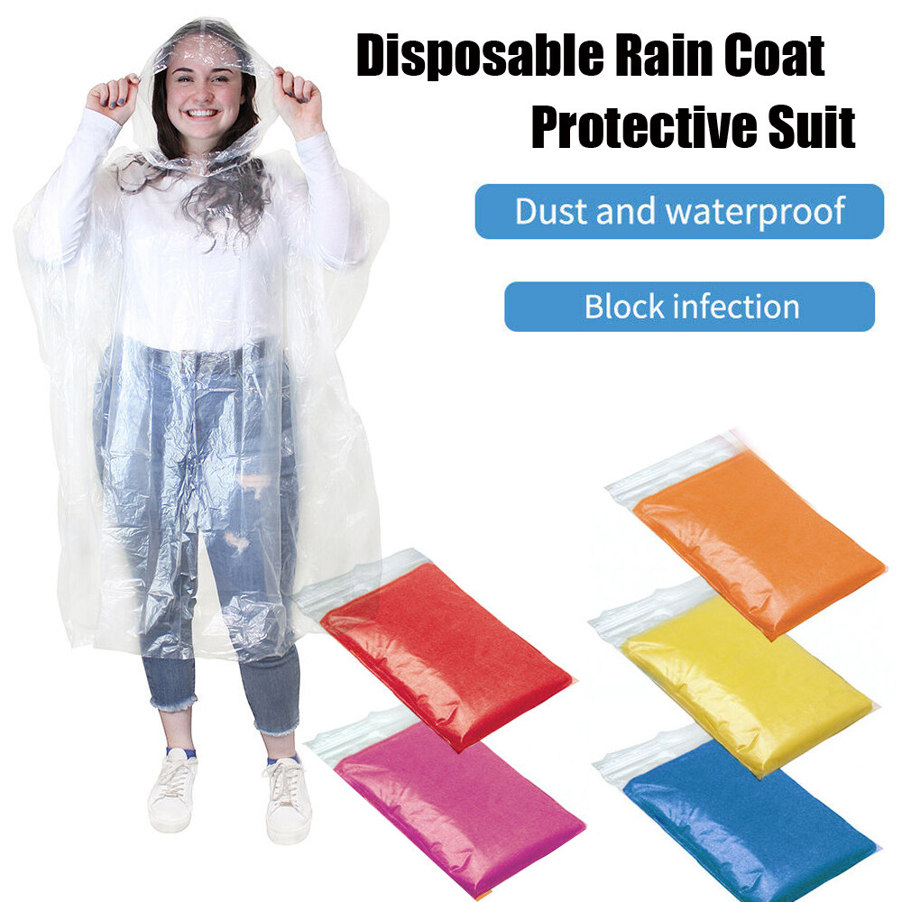 【Ready Stock】1/5PCS Camping Emergency Hiking Waterproof Outdoor Rain Coat Rainwear Protective Suit Disposable Poncho