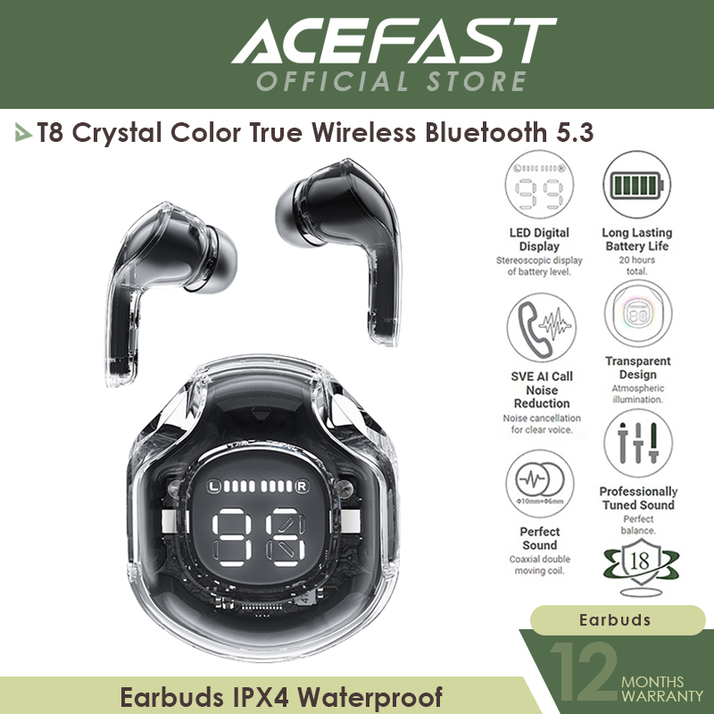 ACEFAST T8 Crystal Color True Wireless Bluetooth 5.3 Earbuds IPX4 Waterproof