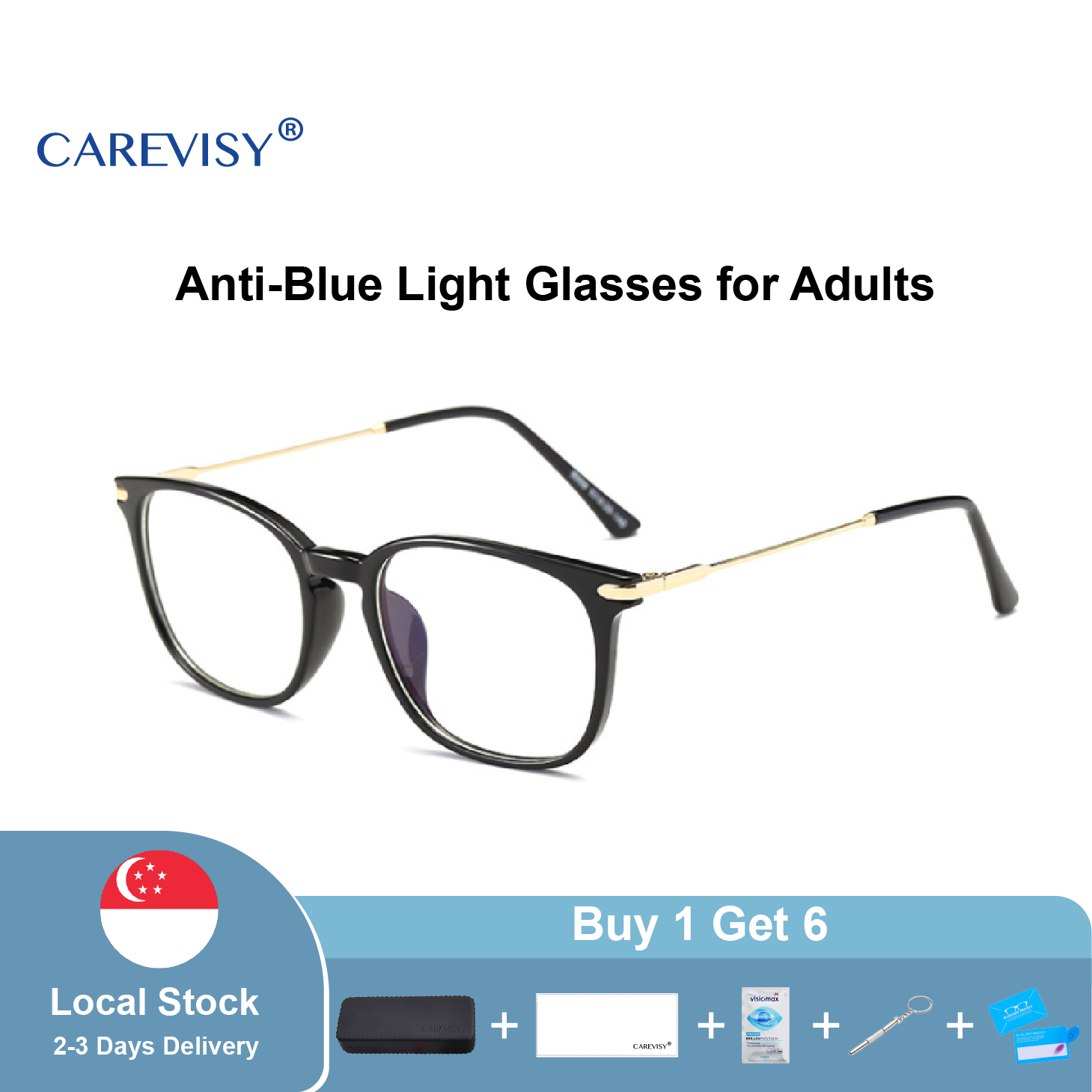 CAREVISY Trendy Anti Blue Light Glasses Computer Glasses Spectacles Anti Radiation Anti Eye Fatigue PC Gaming Eyeglasses for Adults Men Women C6022