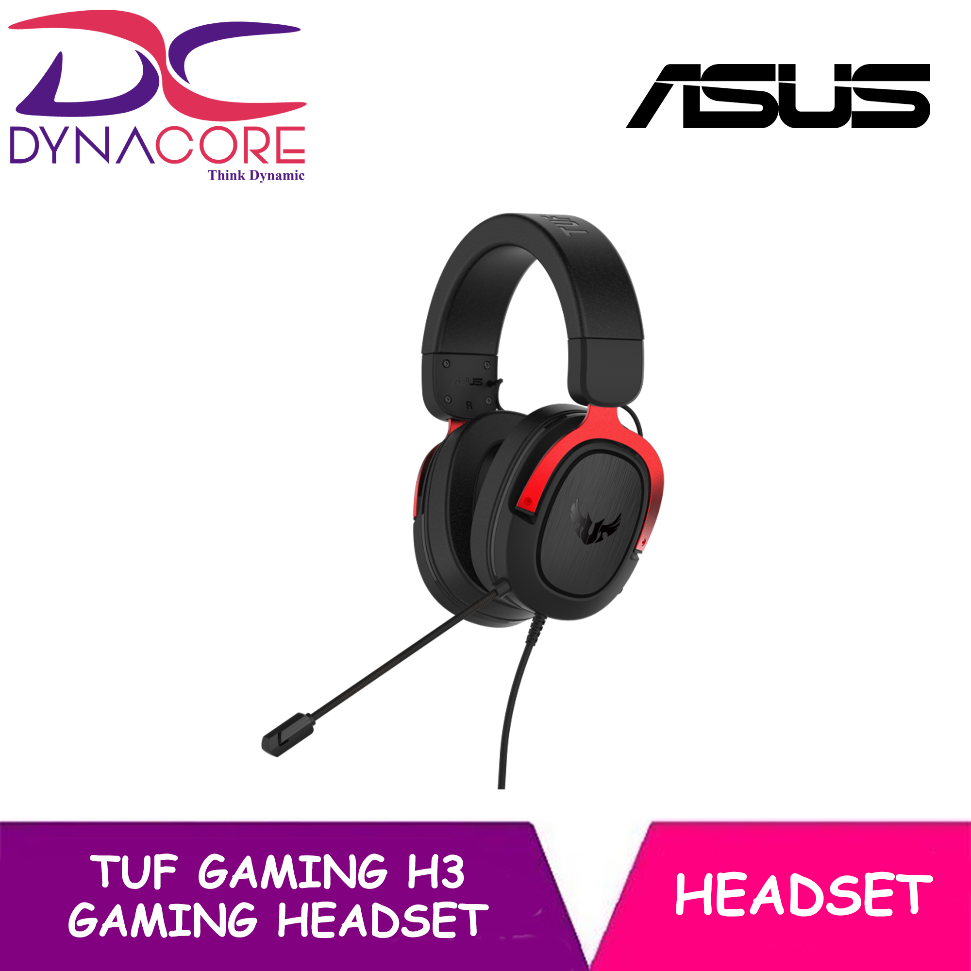ASUS TUF Gaming H3 gaming headset for PC, PS4, Xbox One and Nintendo Switch, featuring 7.1 surround sound, deep bass, lightweight design