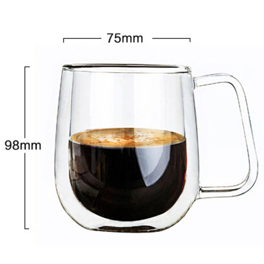[READY STOCK] 250ml Double Walled Glass Coffee Cup Tea Mug Heat-Proof Handmade Borosilicate Glass Cup Use for Cold Hot Beverages Coffee Glasses Tea Cup Cute Gifts
