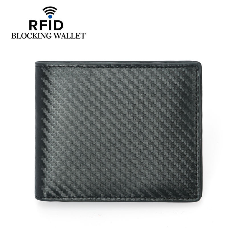 Men Leather Wallet RFID Card Blocking ID Protection Anti-theft Carbon Fiber Wallets Card Holders Money Bag
