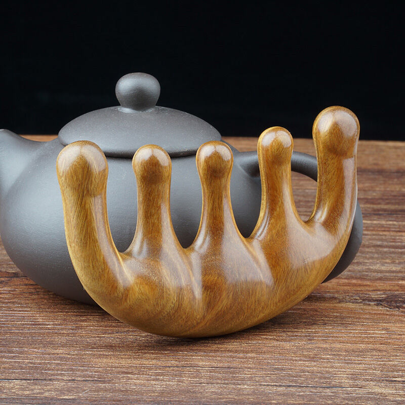 Sun Li Same Style Green Sandalwood Massage Comb Dredge Meridian Point Brush Lymph Breast Head Wide Tooth Anti-Static Five Teeth