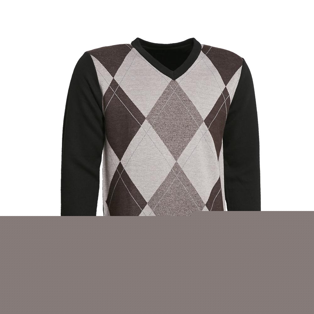 V-NECK KNITTED SWEATER WITH DIAMOND PRINT - KS9141