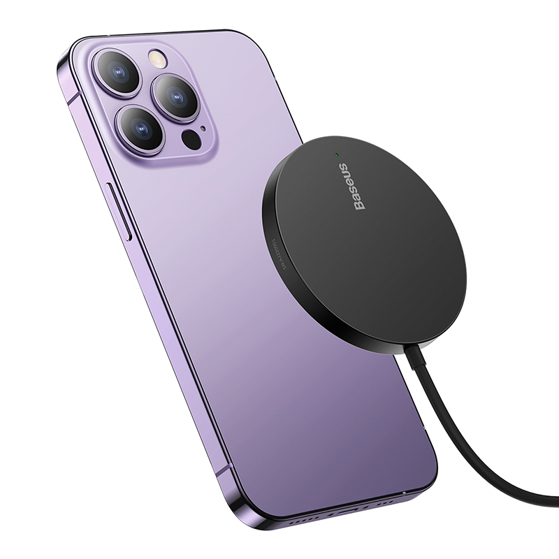 Baseus 15W Mini Magnetic Wireless Charger For Phone Magsafe Super Mini Fast Charger with Type-C Cable For iPhone 14 13 Pro Max