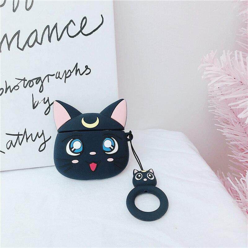 For AirPods Pro Case Silicone Cute Luna Cat Earphone Case For Airpods 3 2 1 Headphone Case for Apple Airpods  Pro Cover Earpods Ring Strap