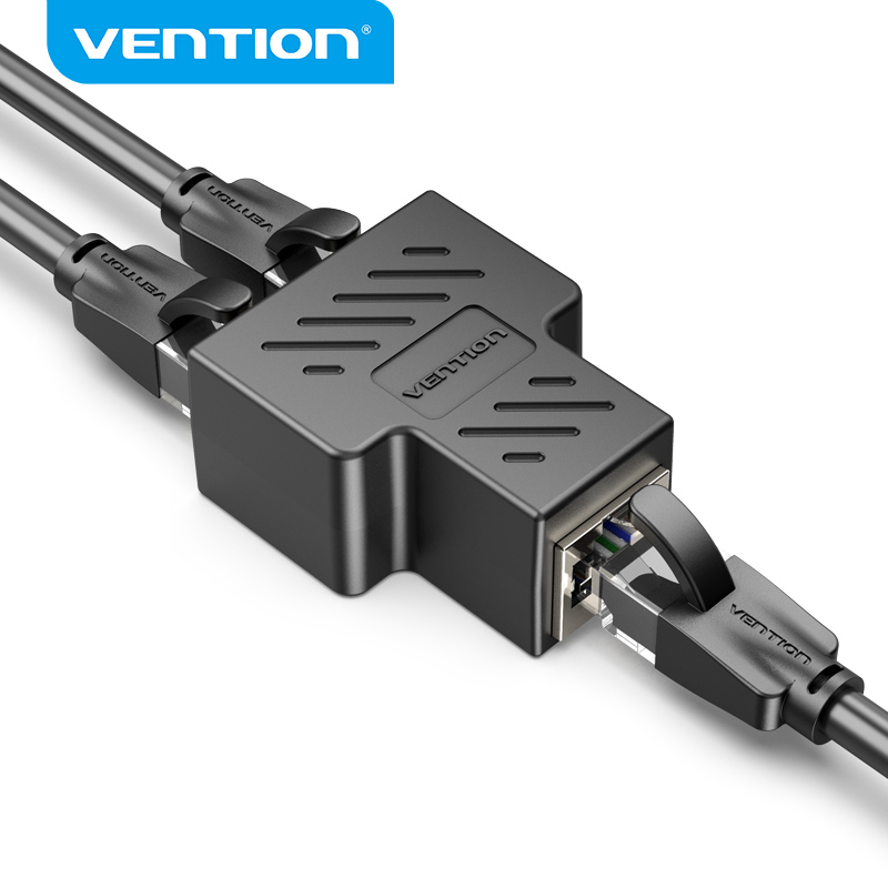 Vention RJ45 Splitter Connector Adapter 1 to 2 Ways Ethernet Splitter Coupler Contact Modular Plug Connect Laptop Ethernet Cable