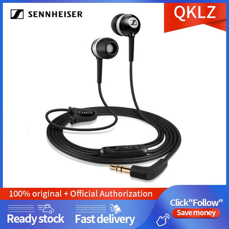 Sennheiser CX400 II earbuds 3.5mm in-ear wired earphones double pure bass stereo sound gaming headset headphones with mic and noise cancellation volume control HIFI earphones for music microphonesport