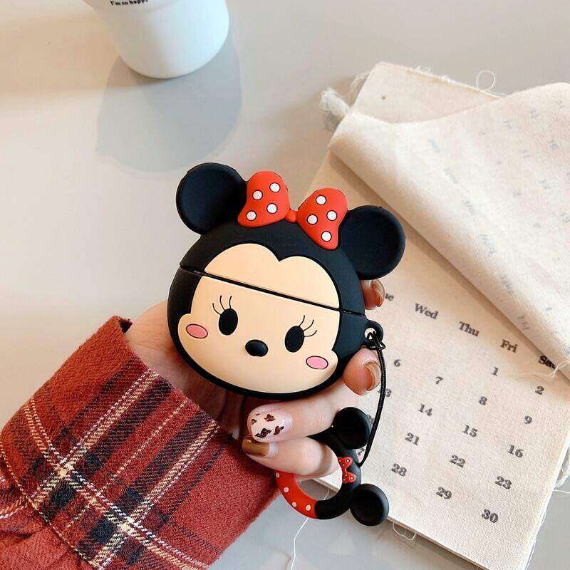 Cute 3D Cartoon Big Ears Mickey Mouse Wireless Bluetooth Headset Protective Case for Apple Airpods Pro 2 Soft Silicone Shockproof Cover for Airpods 3 1 2 Charging Box Accessories