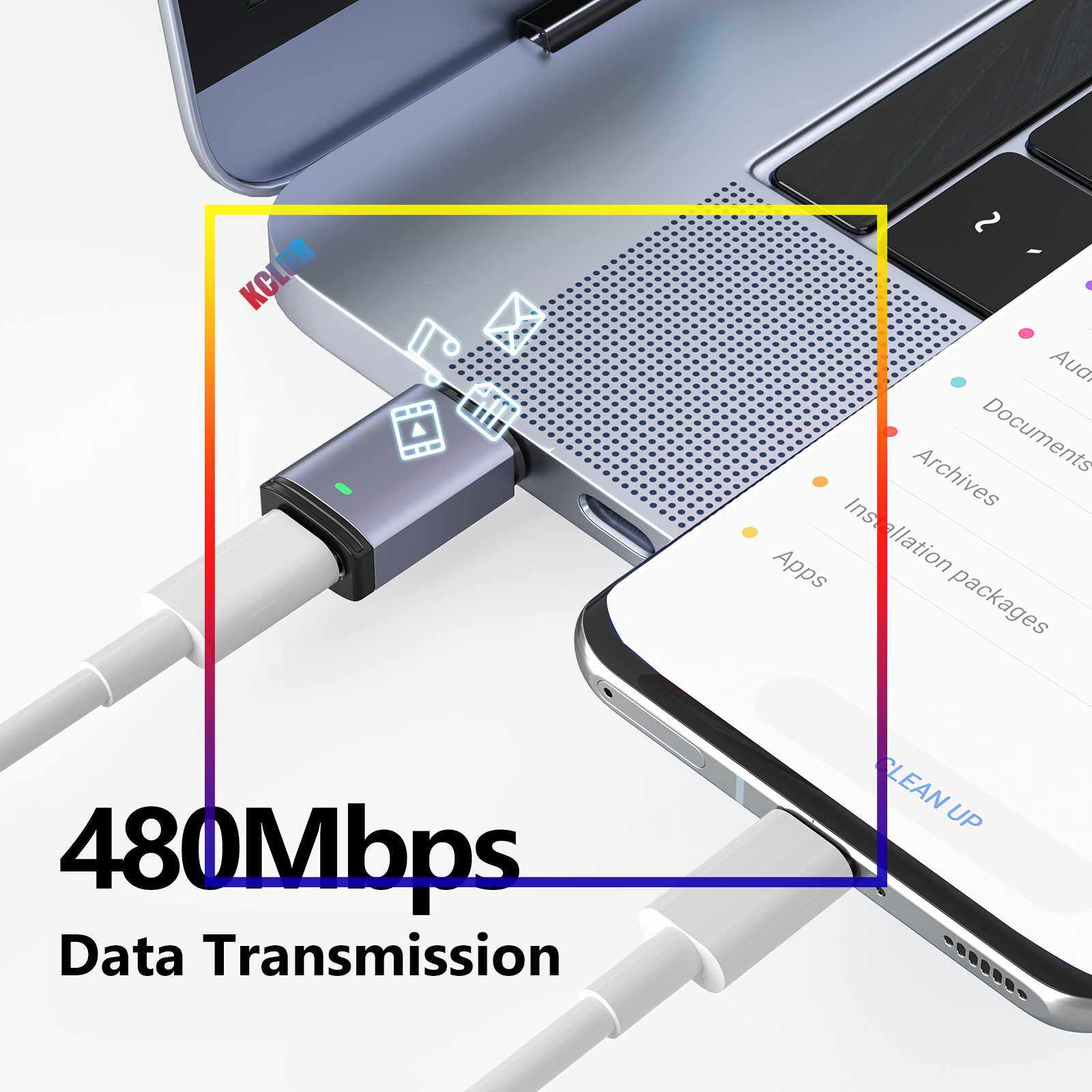 Elbow/straight Magnetic Adapter Pd100w Portable Date Transfer Converter 480mbps Data Transmission Support Headset for Macbook/type-c Phone