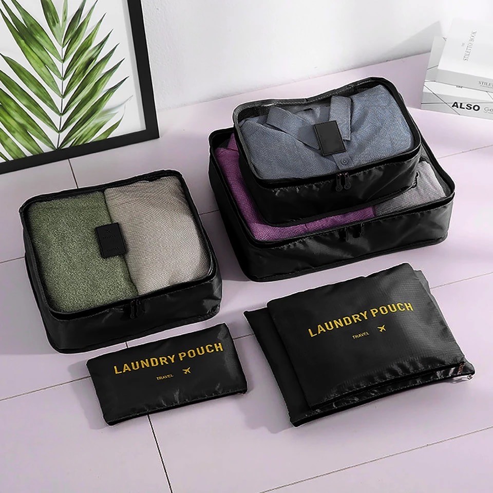 6pcs Travel Organiser 6 in 1 Luggage Organizer cube Toiletries Bag Shoe Bra Underwear Cosmetic Pouch Christmas Gifts Gif
