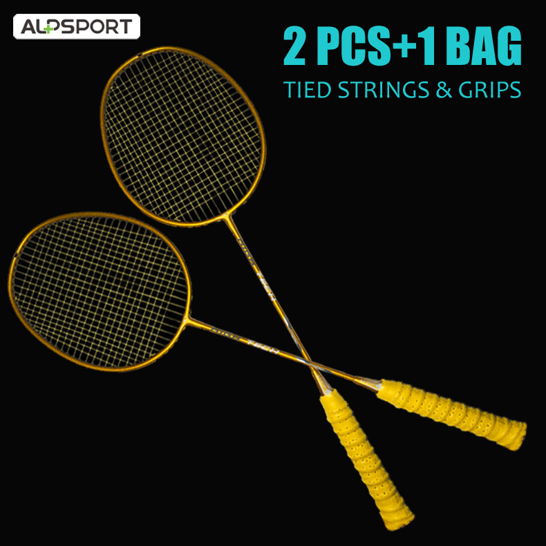 ALP RR 2Pcs With Bag 100% Carbon 4U G5 25Lbs Badminton Racket Beginner Level Genuine Men and Women Training  Professional Offensive Type for Home Entertainment Fitness White Black Red Pink