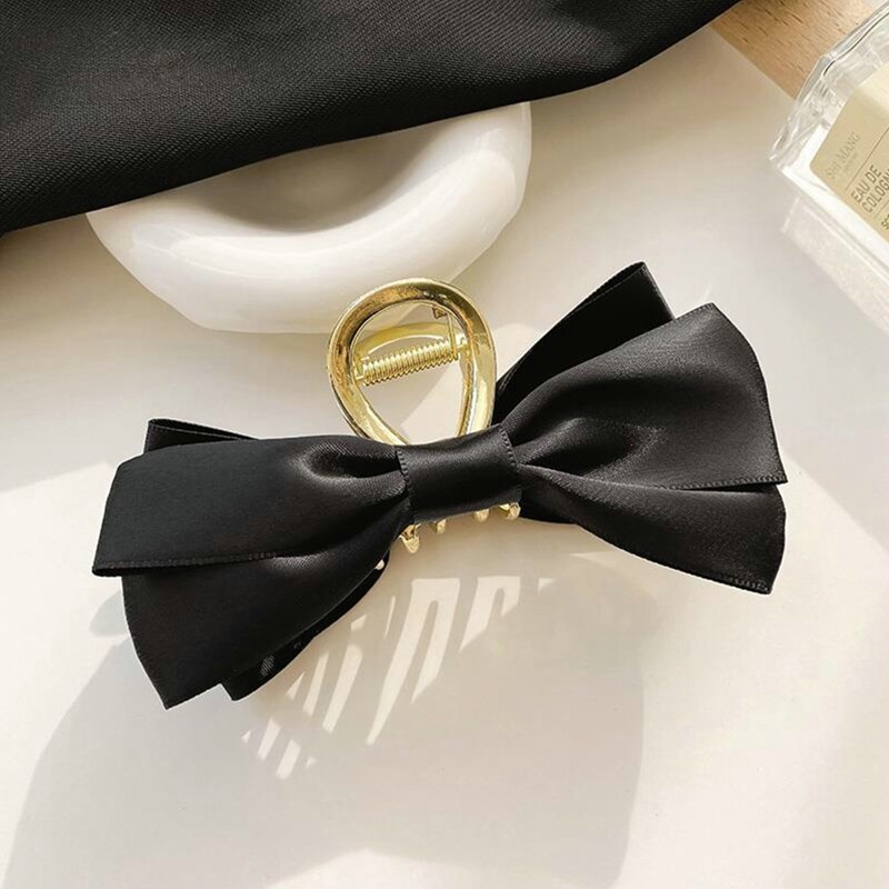 MJartoria Cute Ribbon Bow Hairpin Korea Style Elegant Retro Hair Clip Hair Accessories