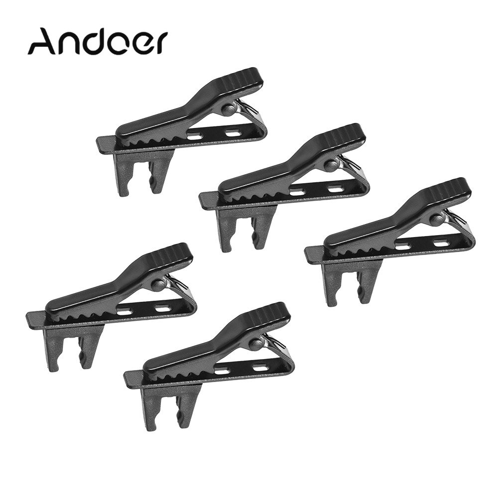 Andoer EY-J06A 5pcs 5mm Wired Lapel Mic Microphone Tie Clip