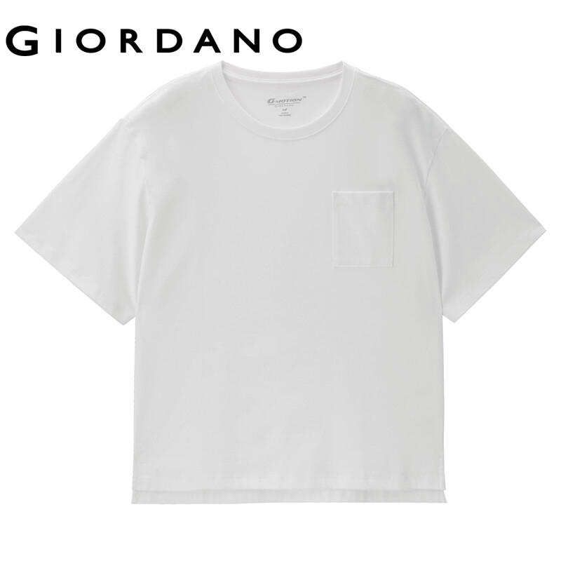GIORDANO Women T-Shirts G-MOTION High-Tech Quick Dry Sorona T-Shirts Antibacterial Patch Pocket Simple Casual Sport Tee 05322222