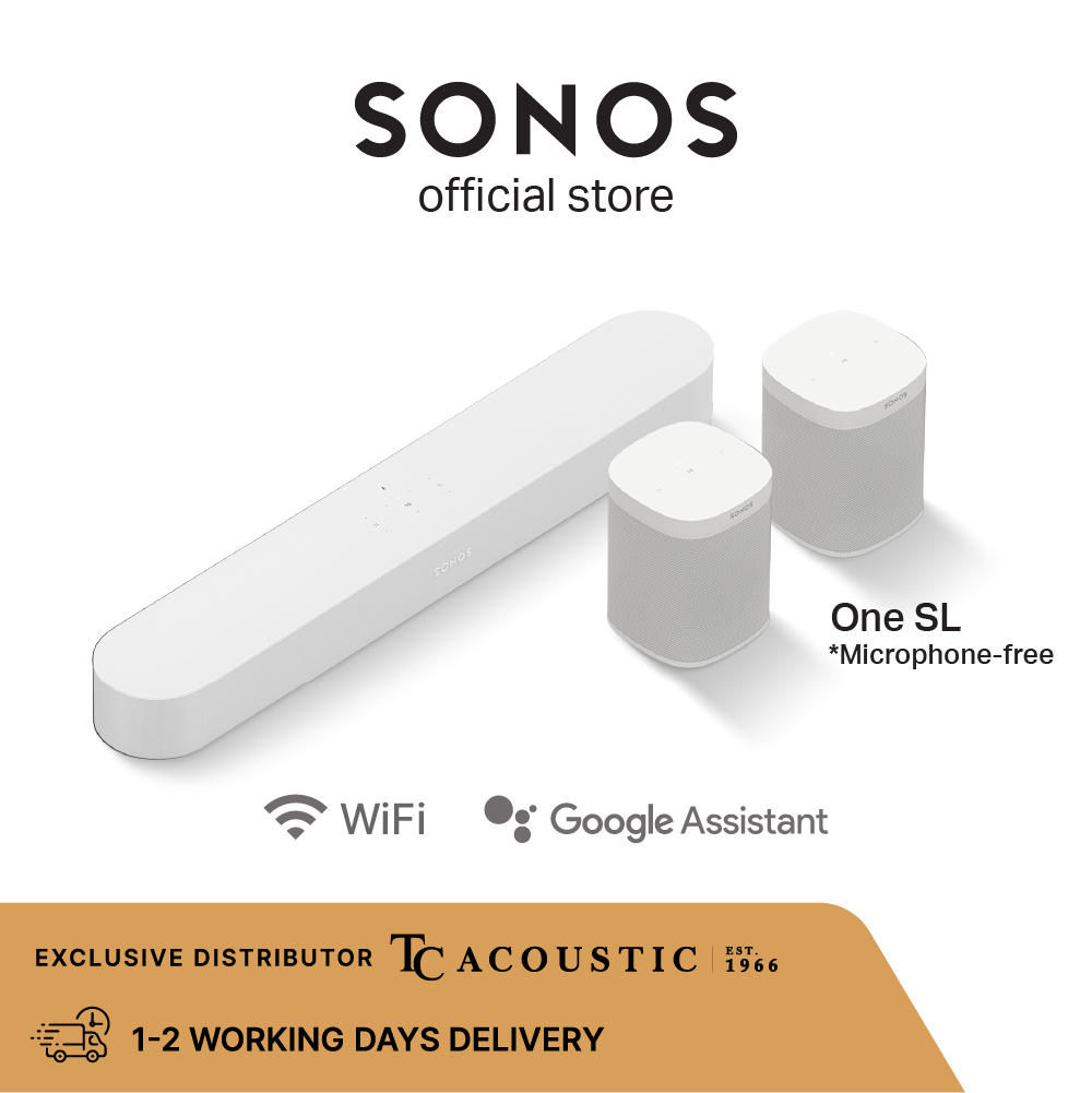 5.0 Sonos Beam (Gen 2) With Dolby Atmos Set with One SL - Wireless Home Theater System For TV