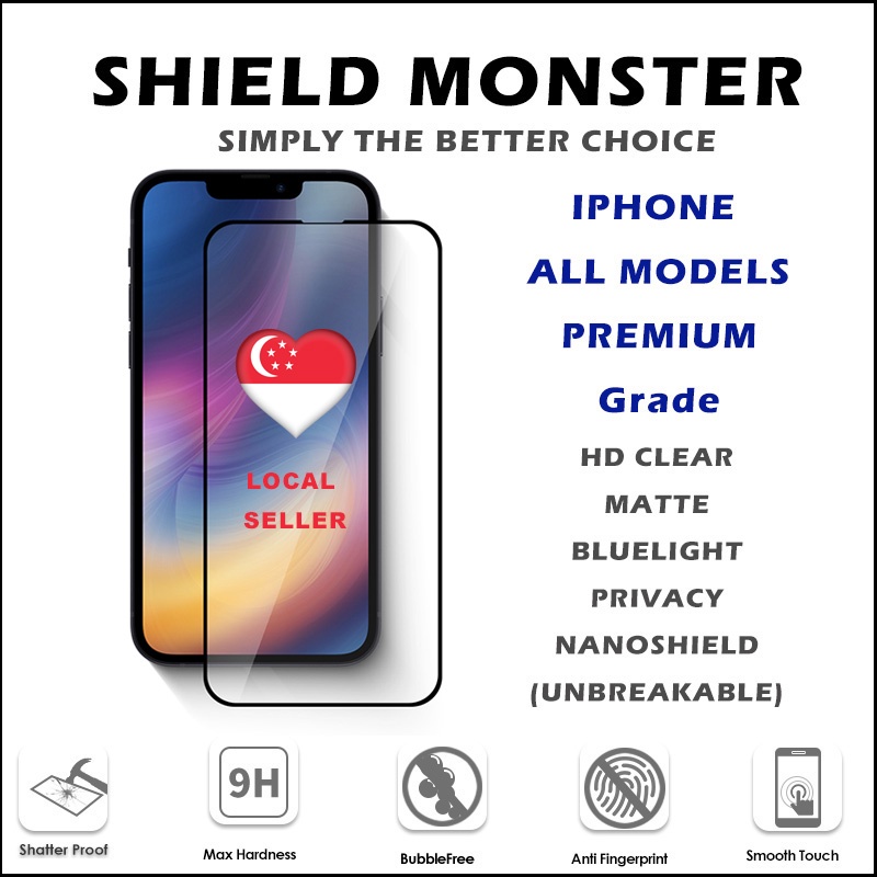 ShieldMonster Screen Protector Tempered Glass for iPhone 14 Pro Max/14 Pro/14/14 Max/13 Pro Max/13 Pro/13/13 Mini / 12 / 11 / Xs 9H Clear Matte Anti Bluelight Privacy