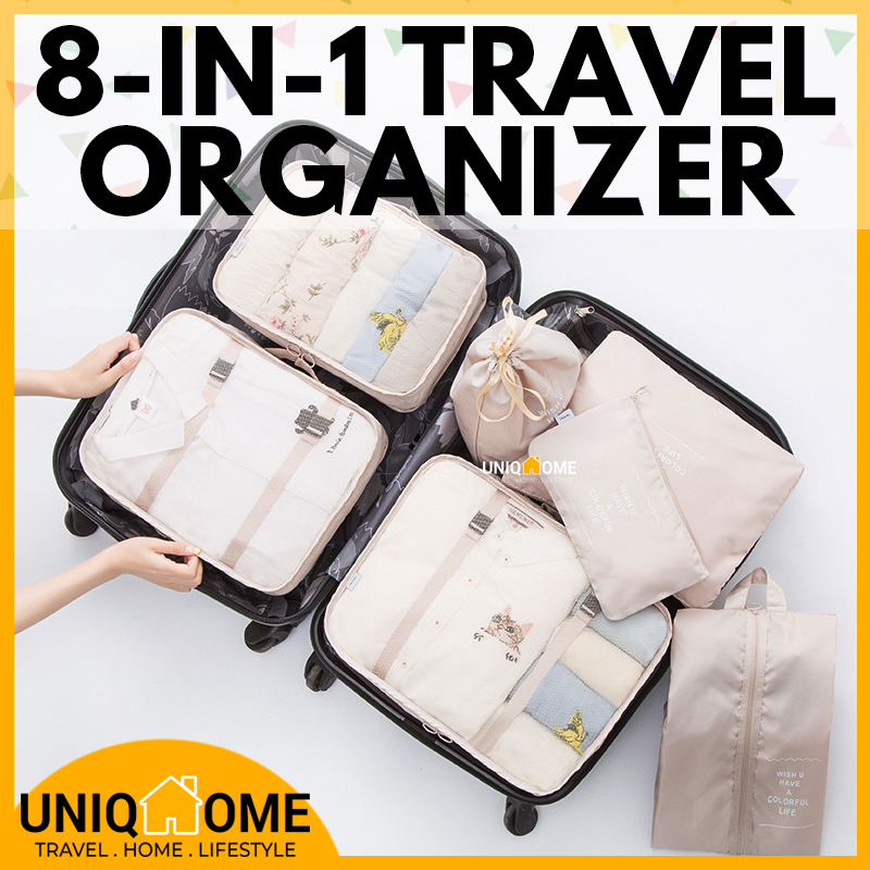 UniqHome Travel Organizer 8 Pieces Foldable Washable Luggage Set Organizer Travel bag Luggage Organiser Packing Bag Travel Organiser