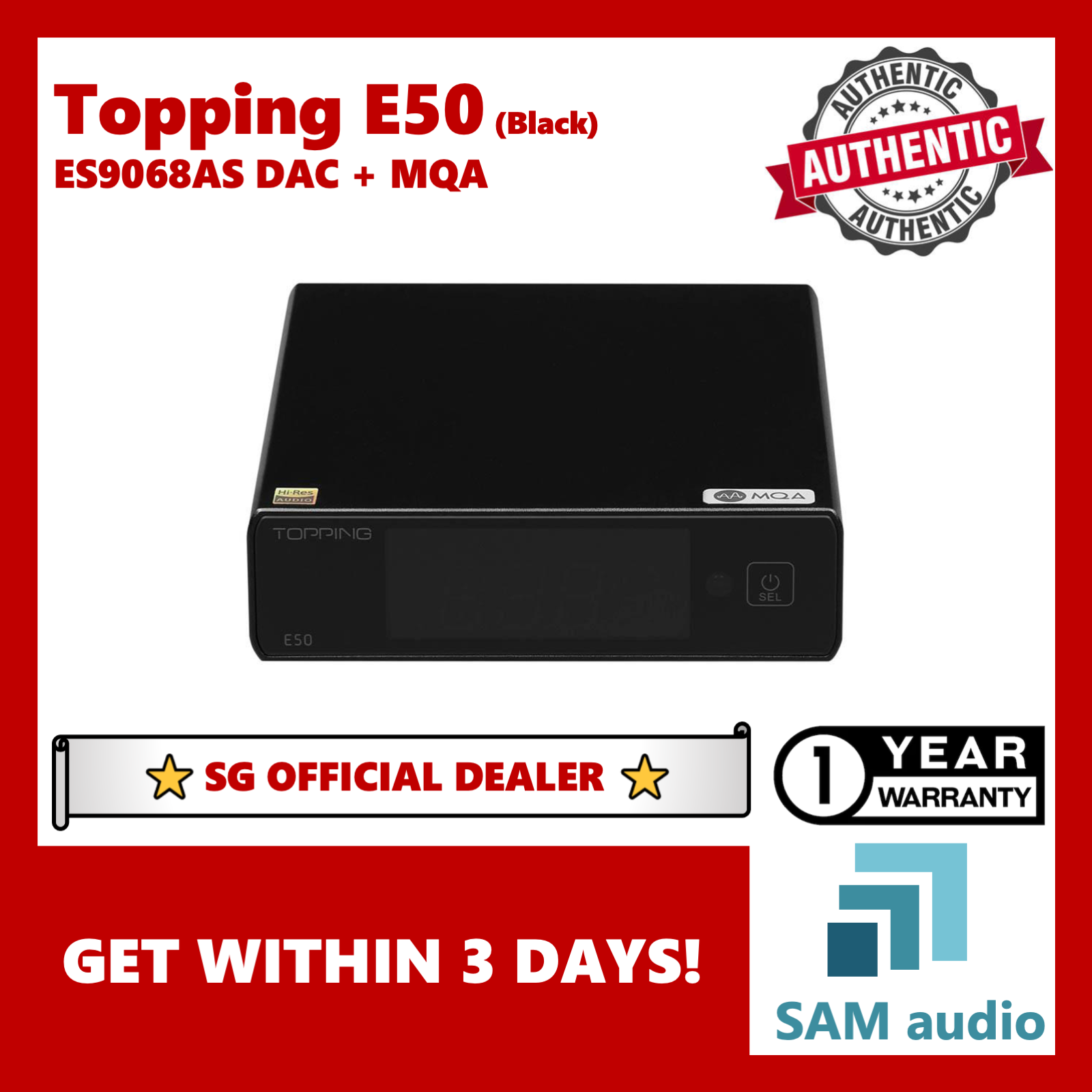 [?SG] TOPPING E50, ES9068AS DAC + Pre-amplifier, MQA XMOS 32Bit 768kHz DSD512, Ultra Low Noise, HiFi Audio