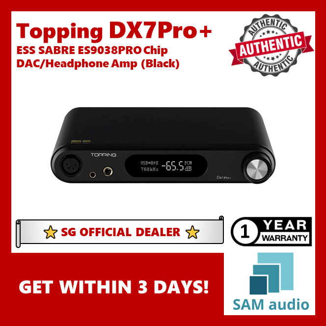 [?SG] TOPPING DX7 Pro+ Headphone Amp, ES9038PRO Hi-Res DAC with Bluetooth 5.1 & 4 Pin XLR / 4.4mm / 6.35mm