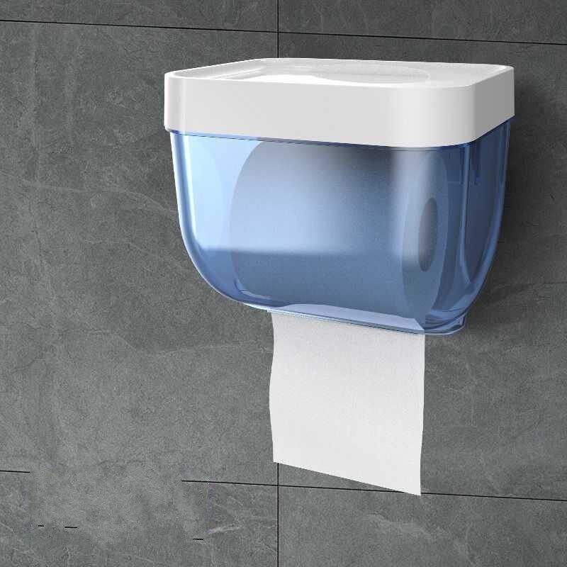 【Varitystore】Punch-free Waterproof Toilet Tissue Box Plastic Roll Holder Bathroom Tissue Box Pumping Box Tissue Holder