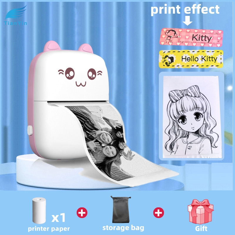 Cheap Mini Thermal Printer Portable Wireless BT Connected Photo Labels Sticker Memo List Cell Phone Bluetooth Printer Home Office Android iOS