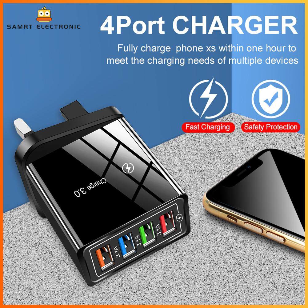 Household Travel 4USB Charger Universal Wall Mobile Phone Quick Fast Charging Adapter LED Display