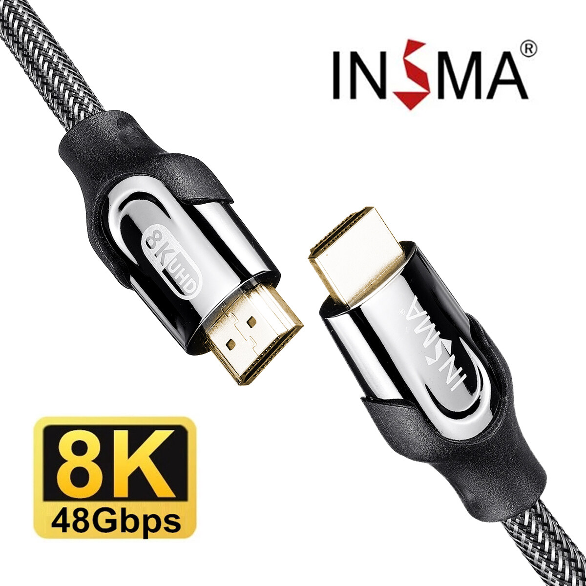 INSMA 8K/4K HDMI 3D Video Cable 4K 120HZ 18Gbps/8K 60HZ 48Gbps HDMI 2.1V Cable Cord for PC PS5 Xbox TV Laptop Splitter Switcher HDTV Cord-0.5/1/1.5/2/3M