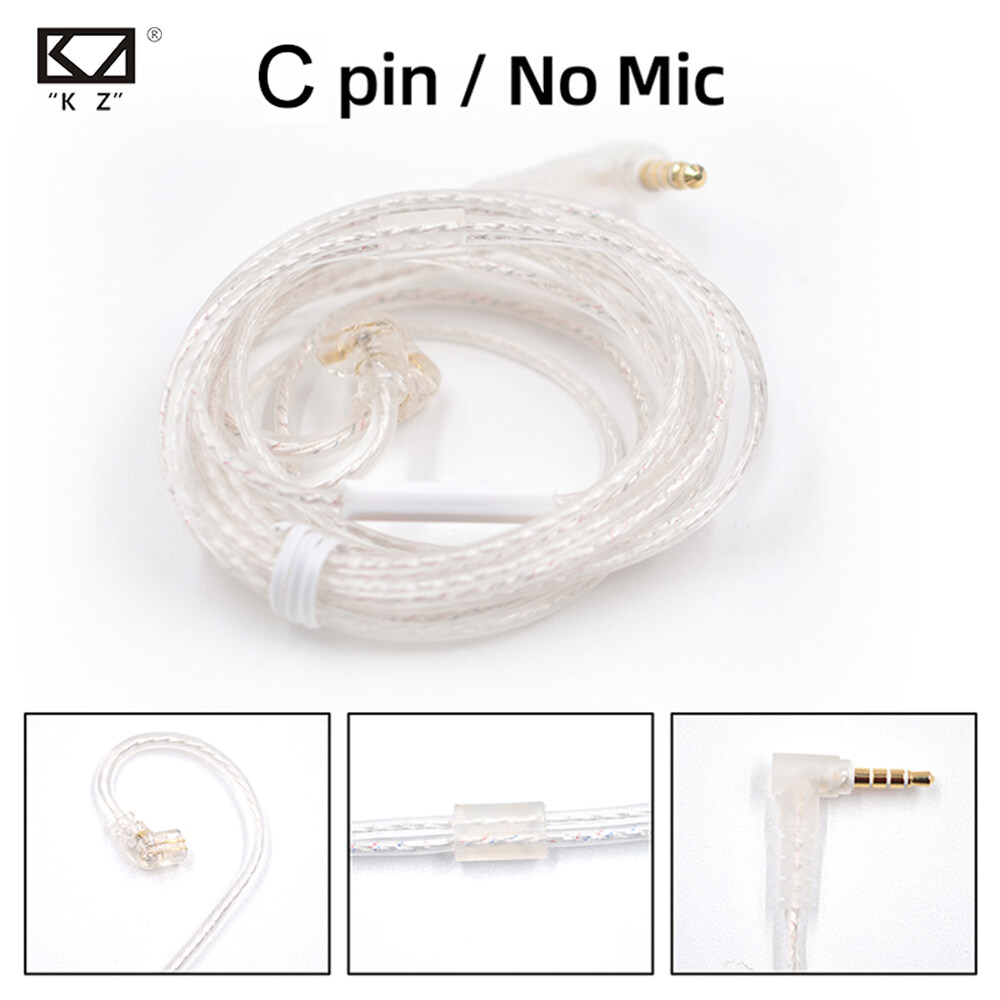 KZ ZSN Headphones Silver Plated Upgrade Cable 3.5mm 2PIN 0.75mm High Purity Oxygen Free Copper Silver-plated Earphone Wire Gold-plated Dedicated Cable Without /With Microphone For ZST ZS10 ZSN ZSX ZS6