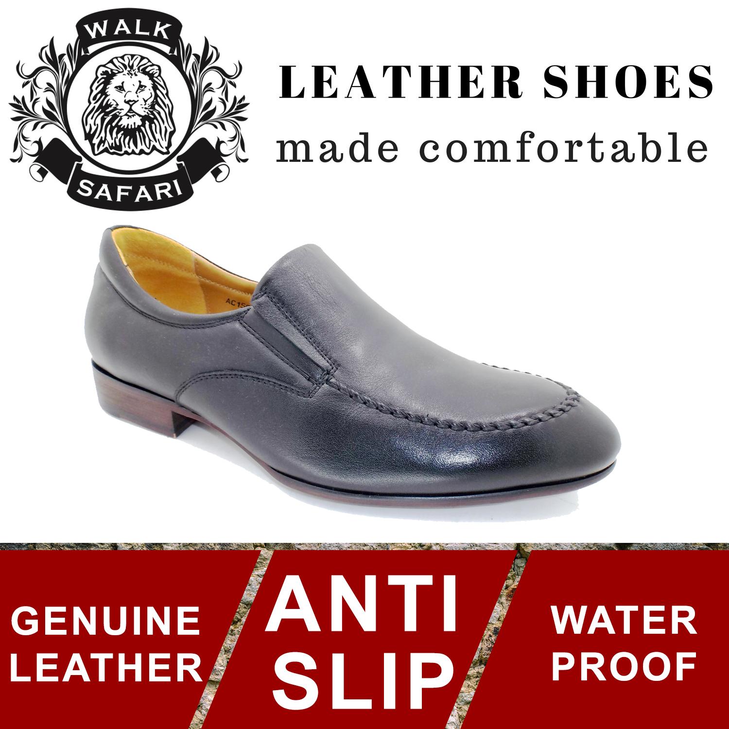 [Walk Safari Singapore AC1596-2] Man Classic Clean Cut Smart Leather Shoes (Genuine Leather, Anti Slip, Waterproof)