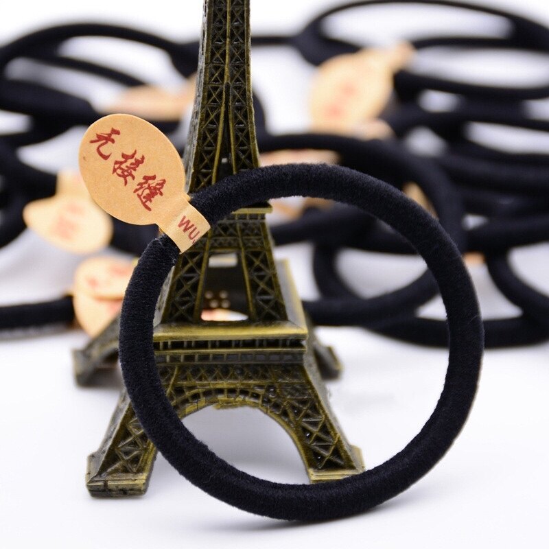 10pcs Tizhan Korean Bold High Elasticity Seamless Elastic Durable Black Hair Cord