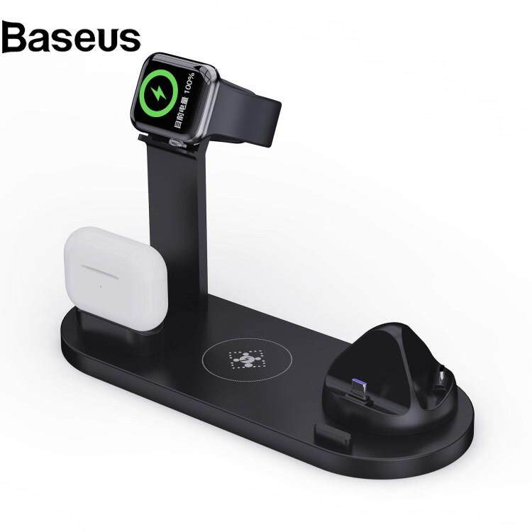 Baseus B-07A for iPhone / Airpods Pro / iWatch 15W Wireless Charger Stand Rotatable Fast Charging Station