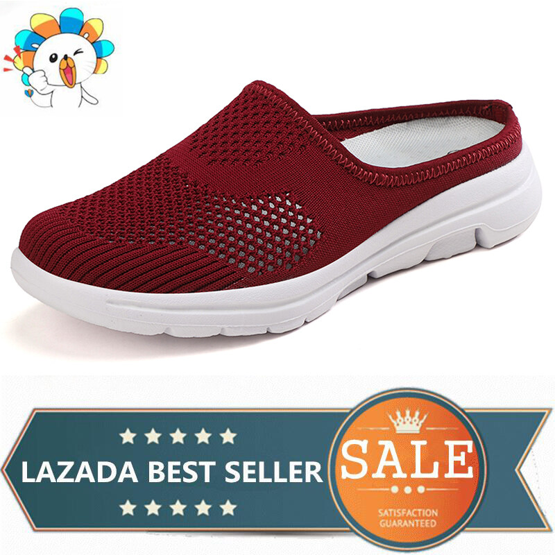 Half Slippers Women Fashion Slip on Sandals Mesh Slip on Loafers Women Autumn Walking Slippers Croc Women Sandals