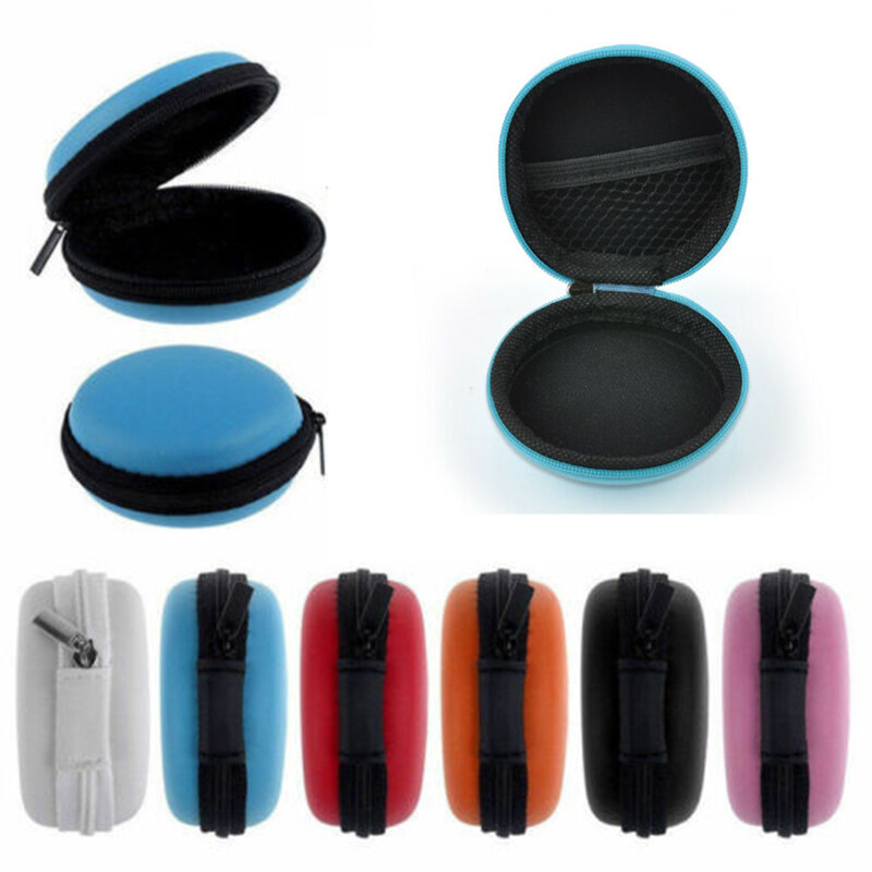 [SONGFUL] 2pcs Portable Round Shape Zipper Enclosure Headphone Bag Pouch Earphone Case Charging Data Cable Holder