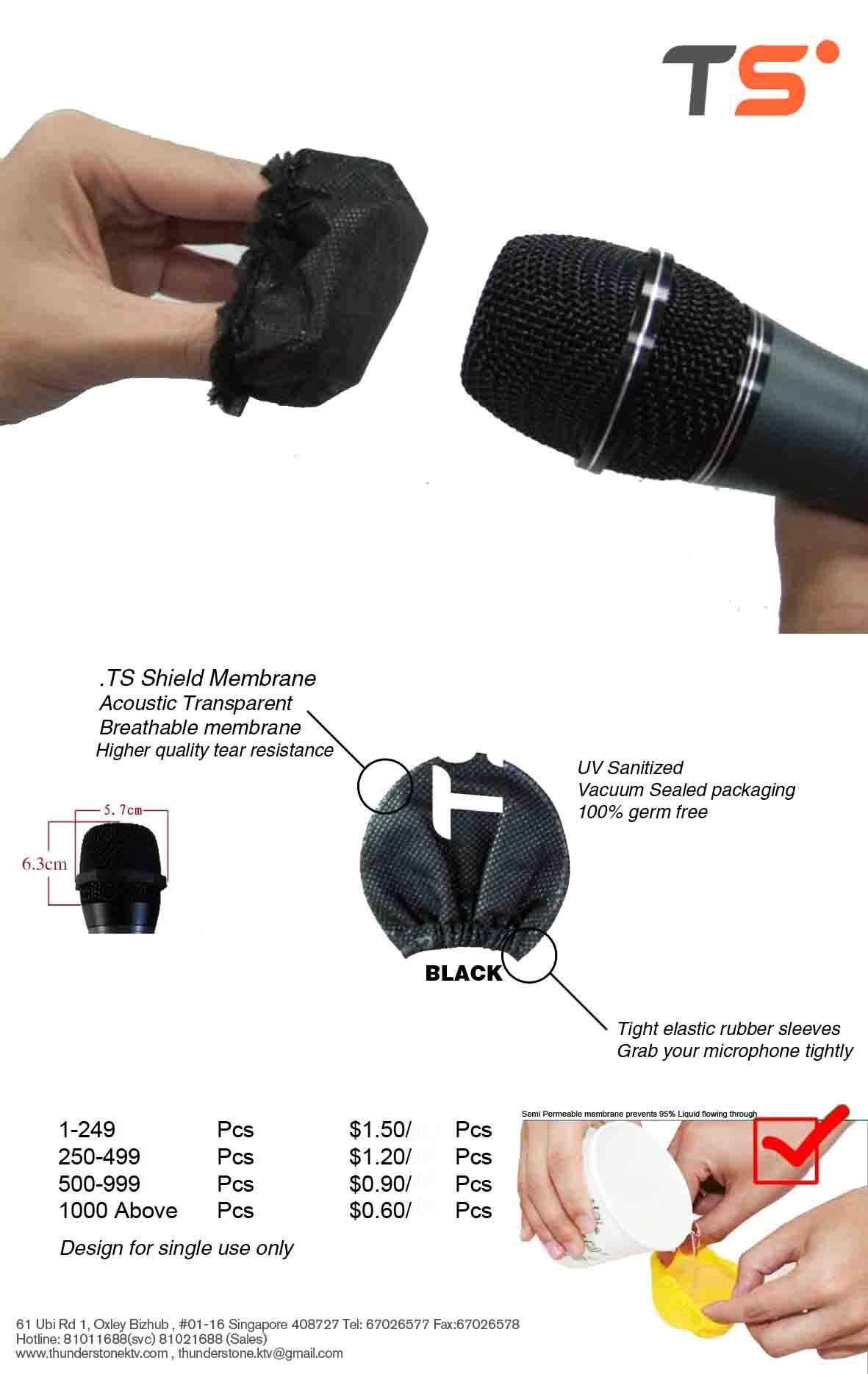 Charcoal Black Disposable Microphone filler. Pack of 50 covers (25 pks x 2 pcs / pkt) by Thunderstone KTV