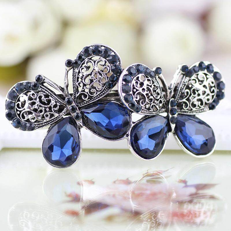 Women Fashion Crystal Rhinestone Butterfly Hair Clips Hairpin Lady Girls Metal Barrette Hair Accessories