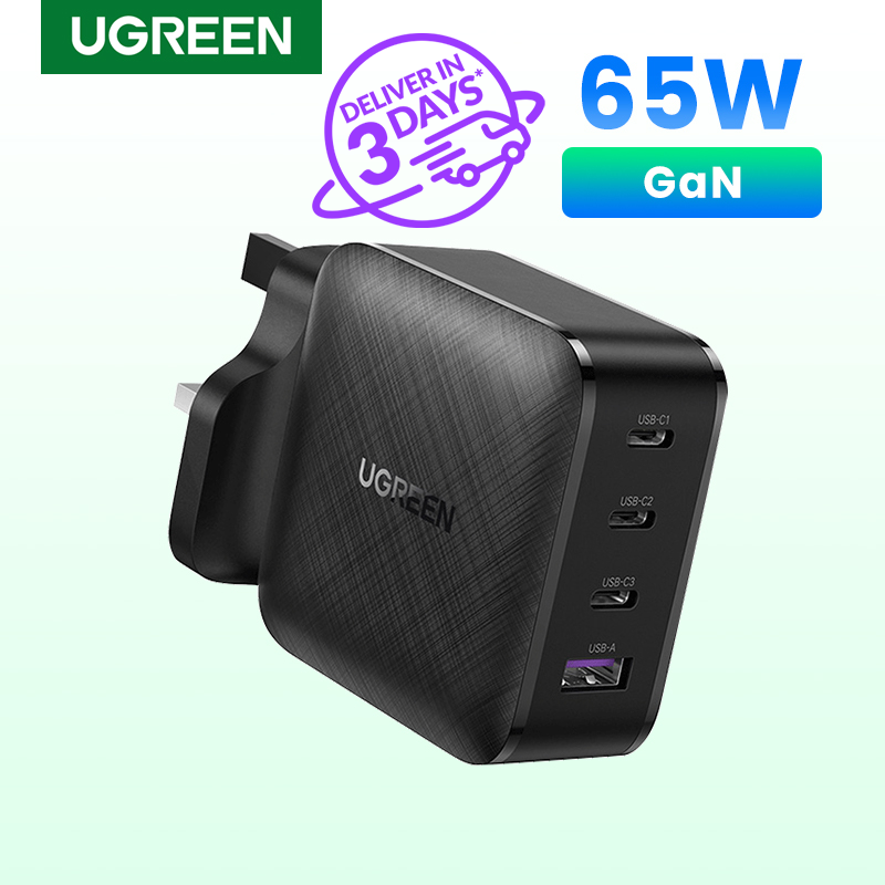 UGREEN 65W GaN PD Fast Charger Quick Charge 3C1A 3 Type C 1 USB A Charger with QC Portable for Ipad Pro 2021 MacBook M1 iPhone 14 13 Pro Max iPhone 14 Plus XR Macbook Air 4 2020 Pro Sumsang S22 Ultra 