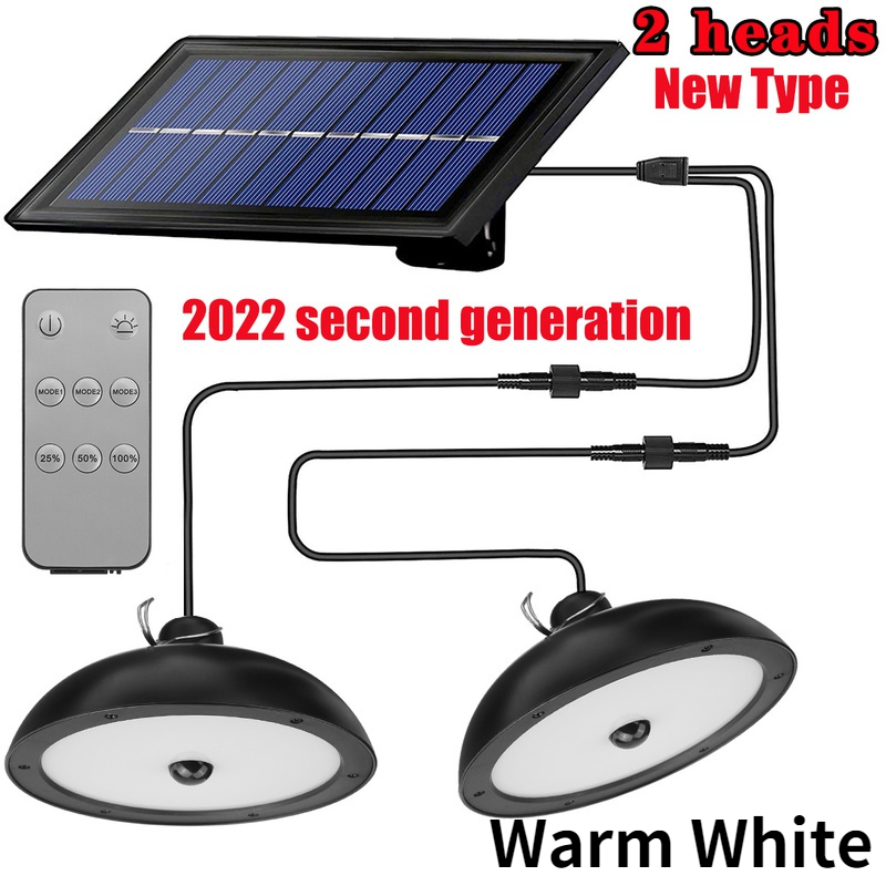 2022 New Second generation NAFFiC more brighter and Longer lasting Double/Single Head Solar Pendant Light Outdoor Indoor Solar Lamp with Line White Lighting for Camping Home Garden Yard.Let it light u