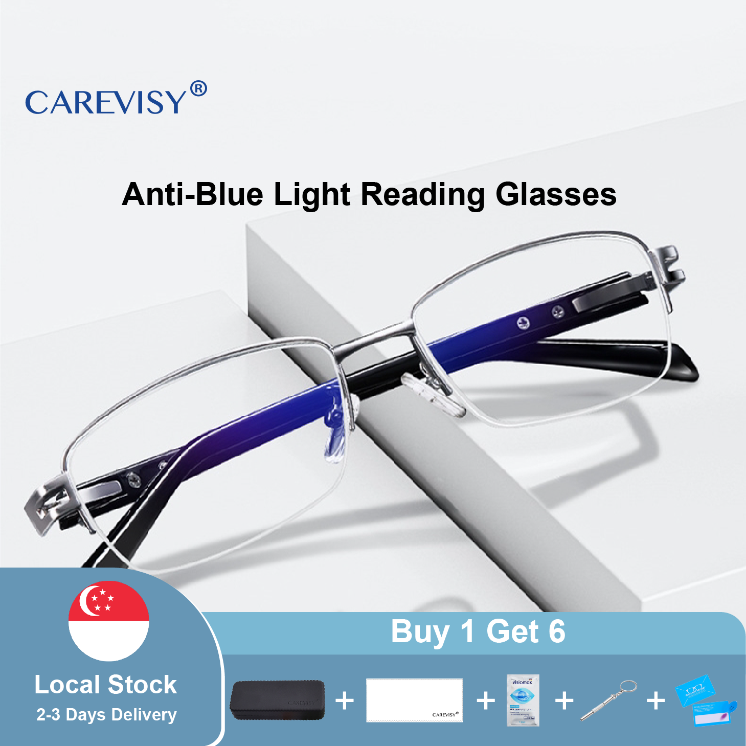 (Gift for parents) CAREVISY Elegant Reading Glasses Presbyopic Presbyopia Glasses Far Sighted Glasses Anti Blue Light Ray Spectacles for Adults Men Women C6031