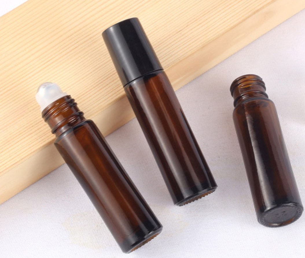 (SG local)Pink / Brown Thick Glass Roller Bottles Roll On Bottle Essential Oil Roller Bottles