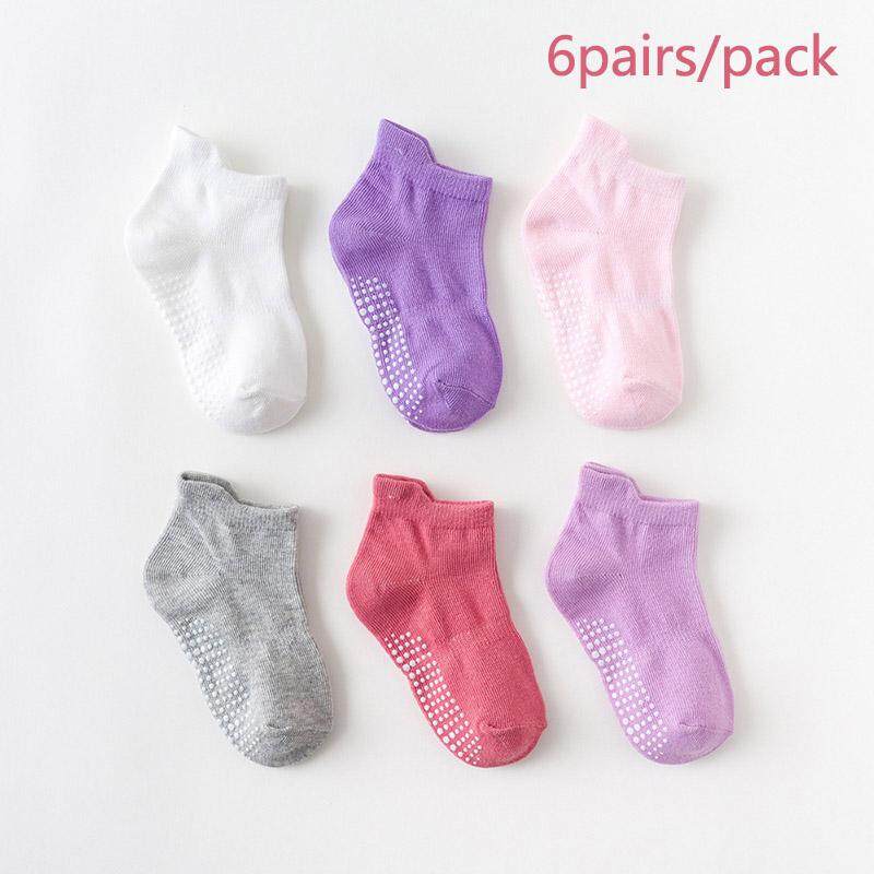 6Pairs/Lot Candy Color Socks Lovely Baby Kids Anti Slip Socks Summer Autumn Casual Boys Girl Cotton Floor Socks 0-6 Years