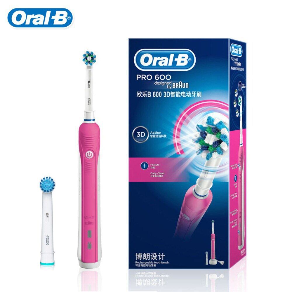 Oral B PRO600 Electric Toothbrush 3D Deep Clean Teeth Whitening Automatic Timer Rechargeable Tooth Brush Replacement Brush Head