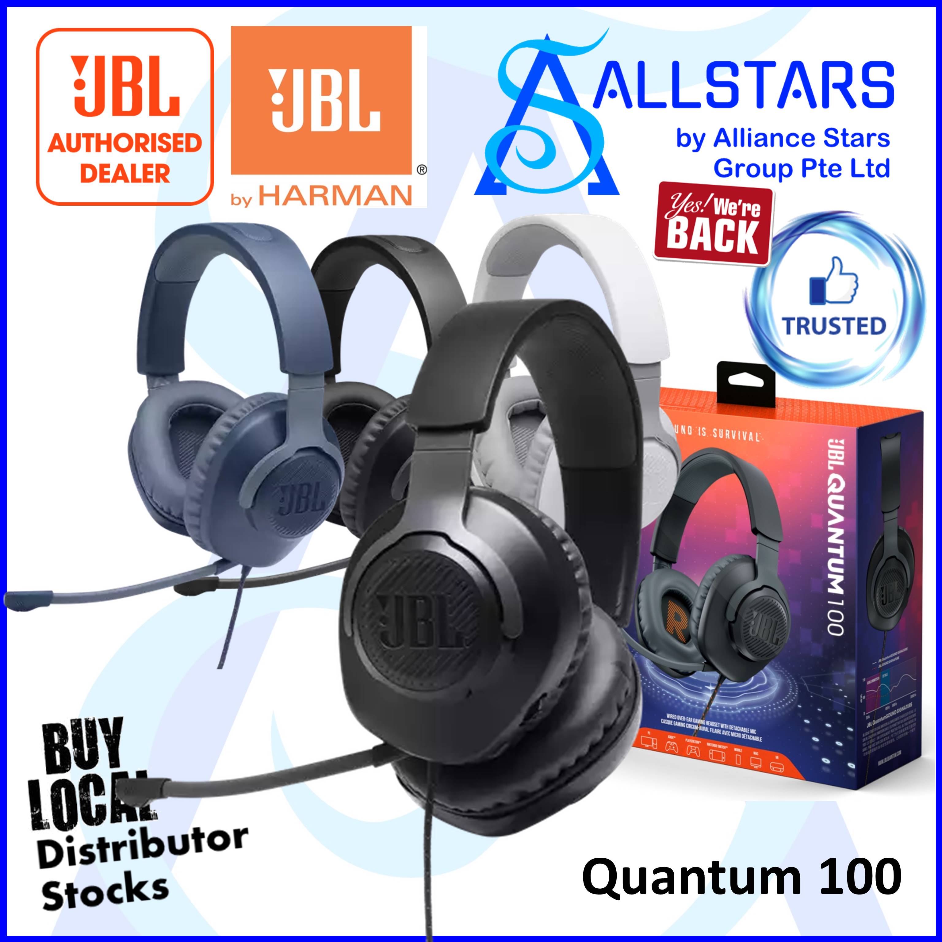 (ALLSTARS : We are Back Promo) JBL Quantum 100 Wired Over-Ear Gaming Headset (JBLQUANTUM100WHT) (Warranty 1year with IMS)